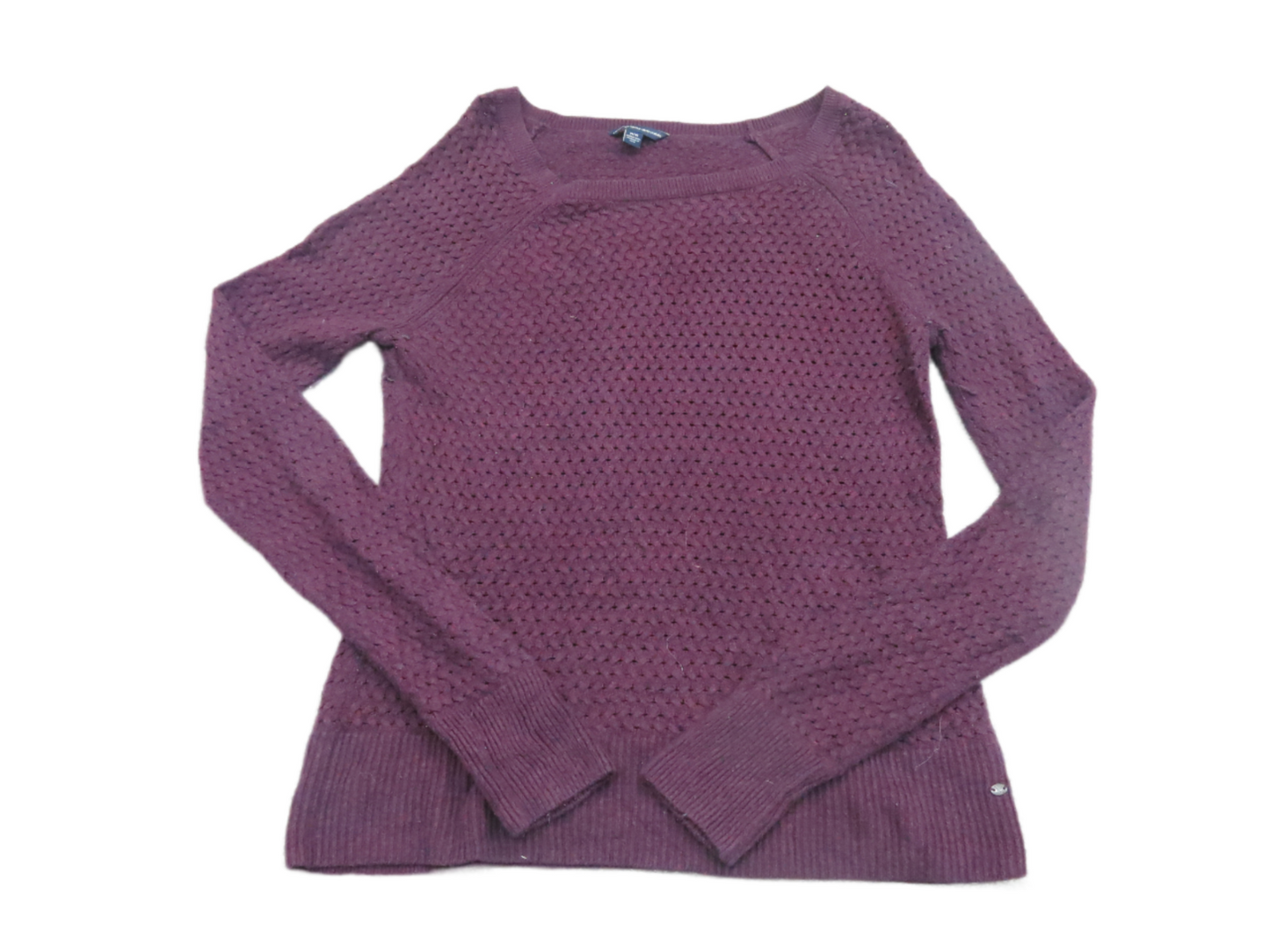American Eagle Womens Sweater Knitted Round Neck Long Sleeves Maroon Size Medium