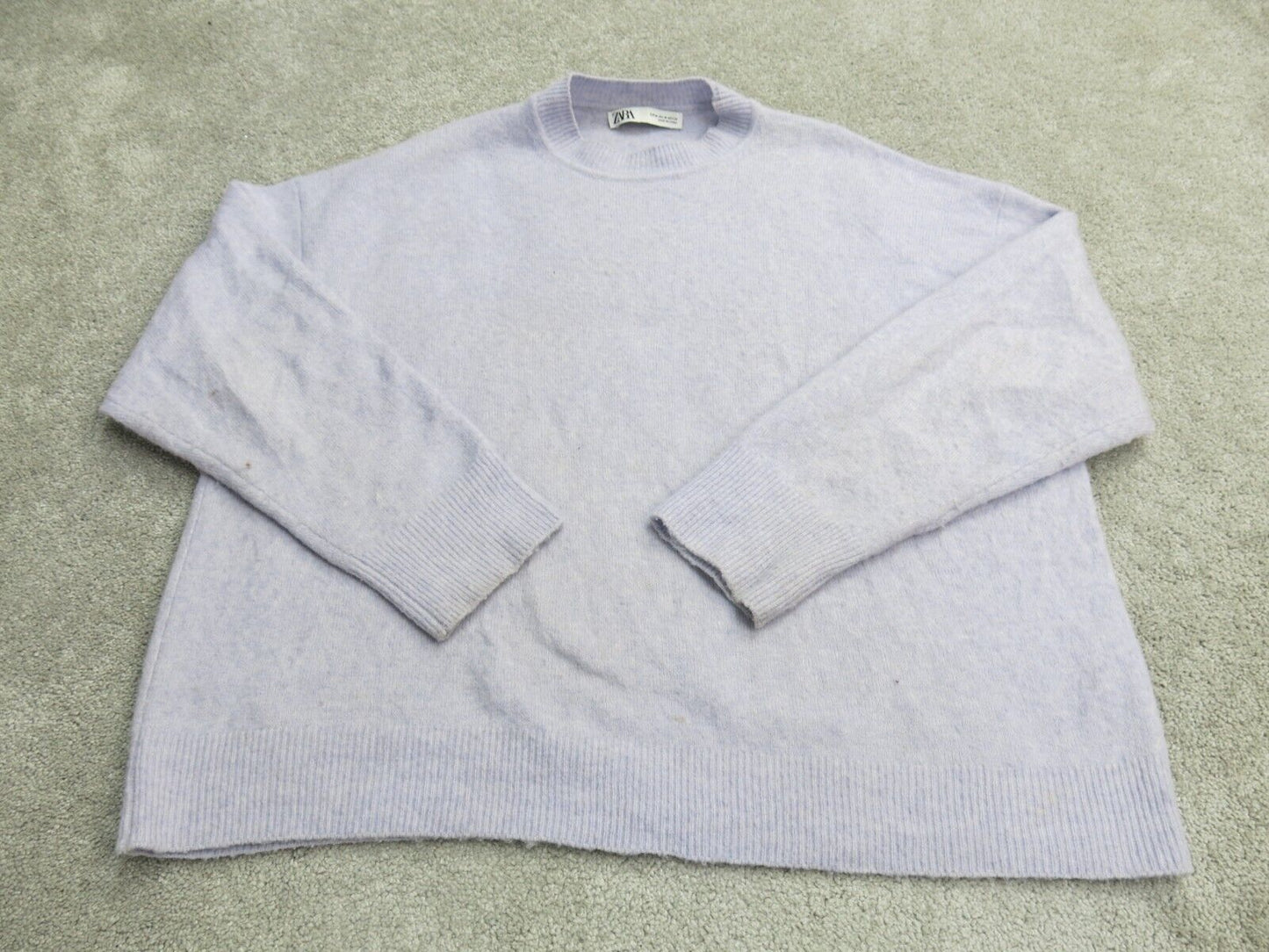 Zara Womens Knitted Pullover Sweater Long Sleeves Light Purple Size Medium