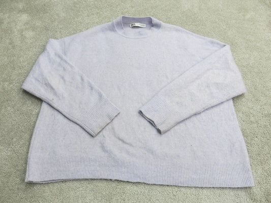 Zara Womens Knitted Pullover Sweater Long Sleeves Light Purple Size Medium