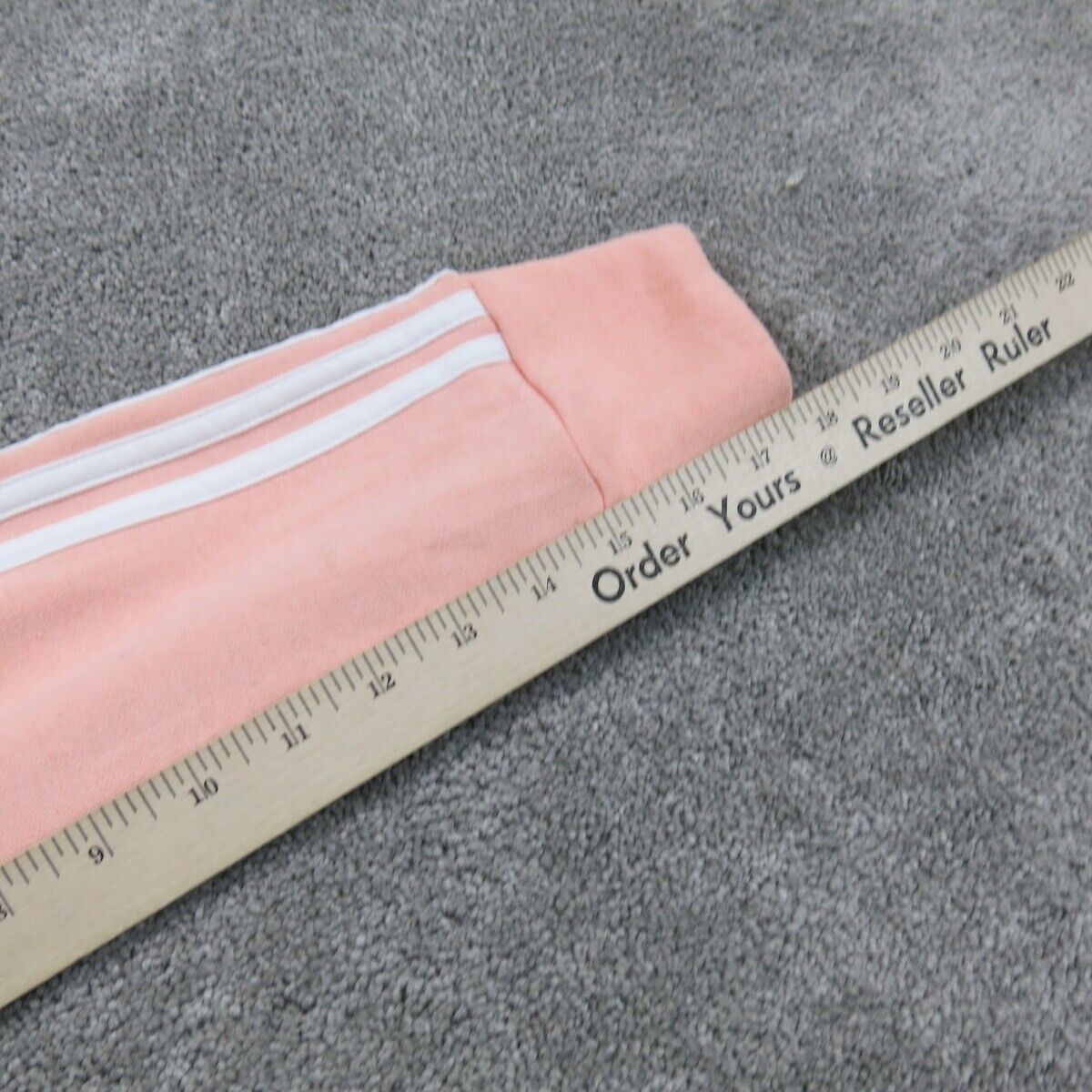 Adidas Womens 3 Stripe Sweatshirt Top Crew Neck Long Sleeve Logo Peach SZ Medium