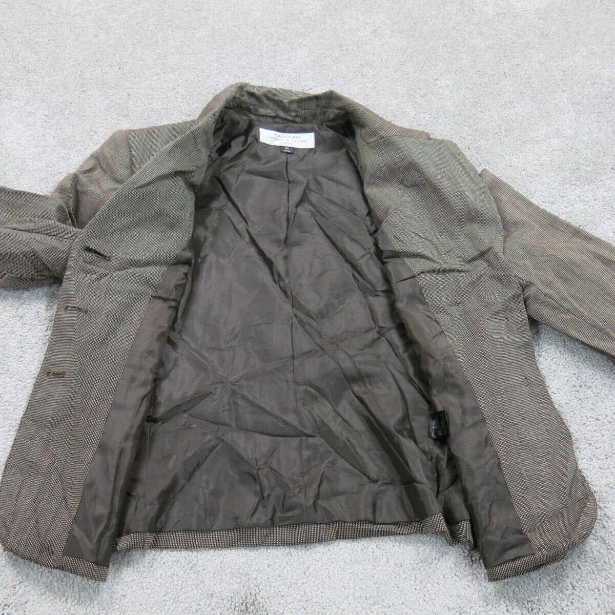 Tahari Women Blazer Coat Single Breasted Long Sleeves Front Button Brown Size 8P