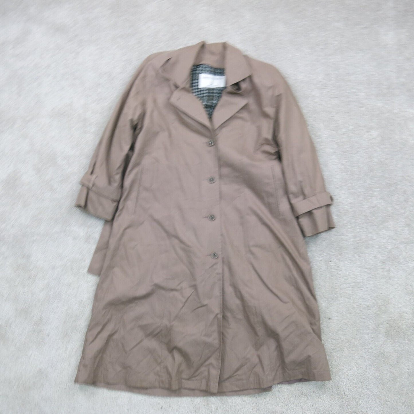 London Fog Womens Long Pea Coat Single Breasted Tie Waist Long Sleeve Brown SZ 4