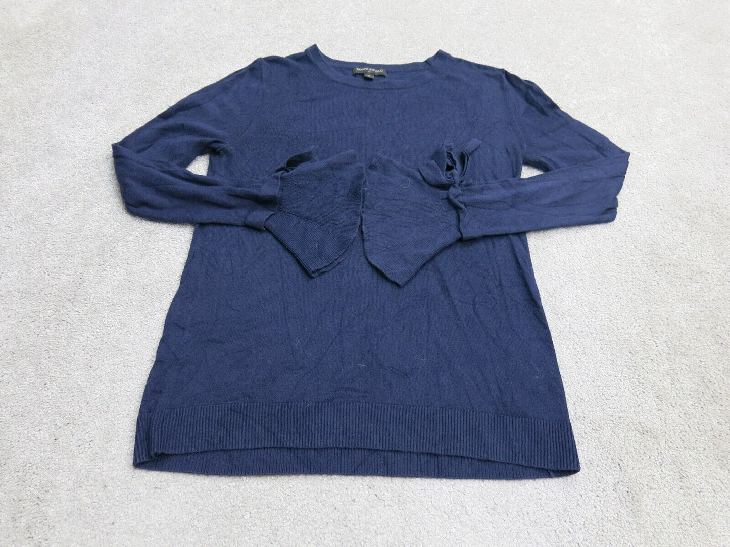 Banana Republic Women Pullover Knitted Sweater Crew Neck Bell Sleeve Blue Size M