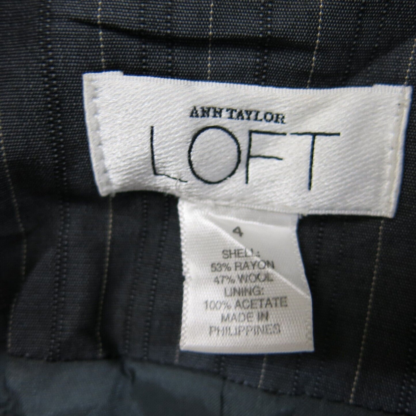 Ann Taylor Loft Striped Women Blazer Coat Long Sleeves Single Breasted Black 4