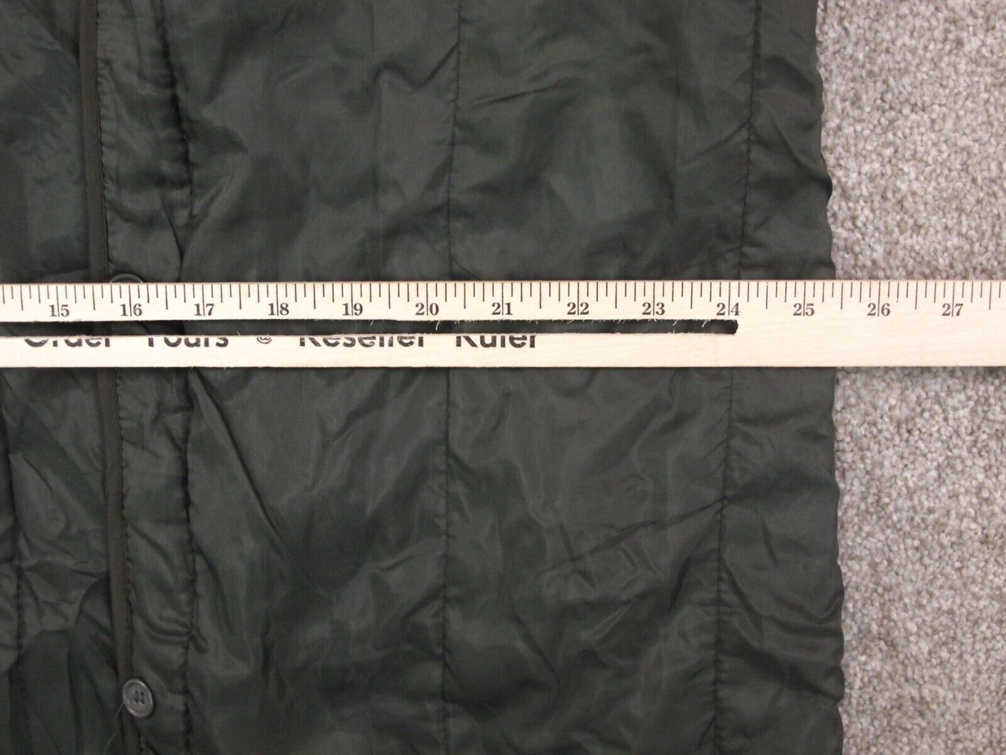 London Fog Womens Insulated Over Coat Long Sleeves Pocket Green Brown Size 14