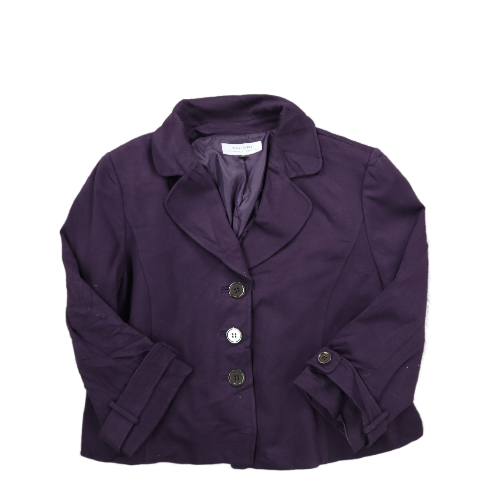 Tahari Womens Blazer Coat Long Sleeves Single Breasted Dark Pocket Purple Size 8