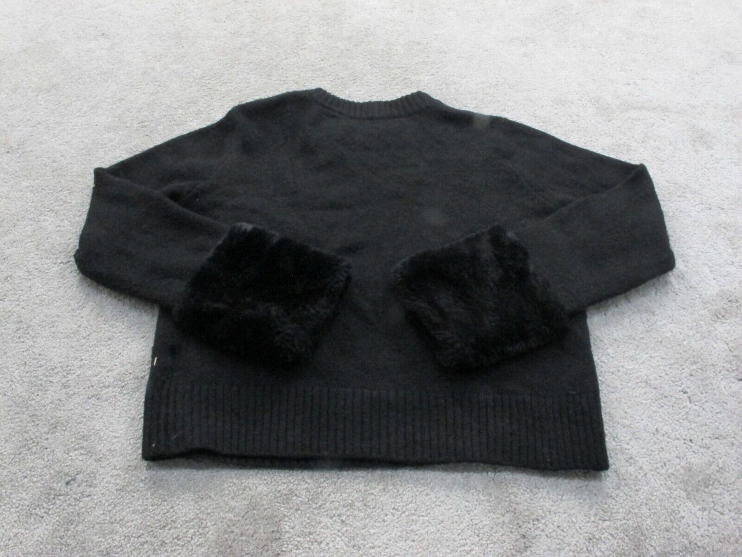 Zara Womens Pullover Sweater Knitted Long Sleeves Crew Neck Black Size Medium