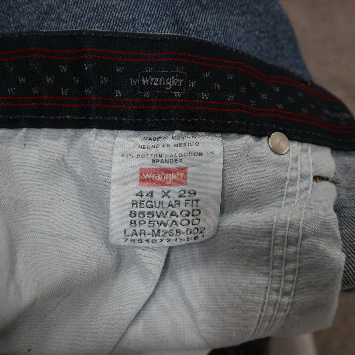 Wrangler Mans Jeans Straight Leg Stretch Regular Fit High Rise Blue Size W44XL29