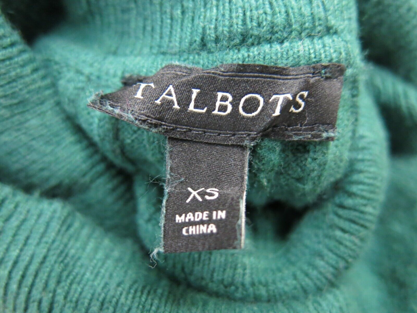 Talbots Womens Knitted Sweater Long Sleeves High Neck Teal Green Size X Small