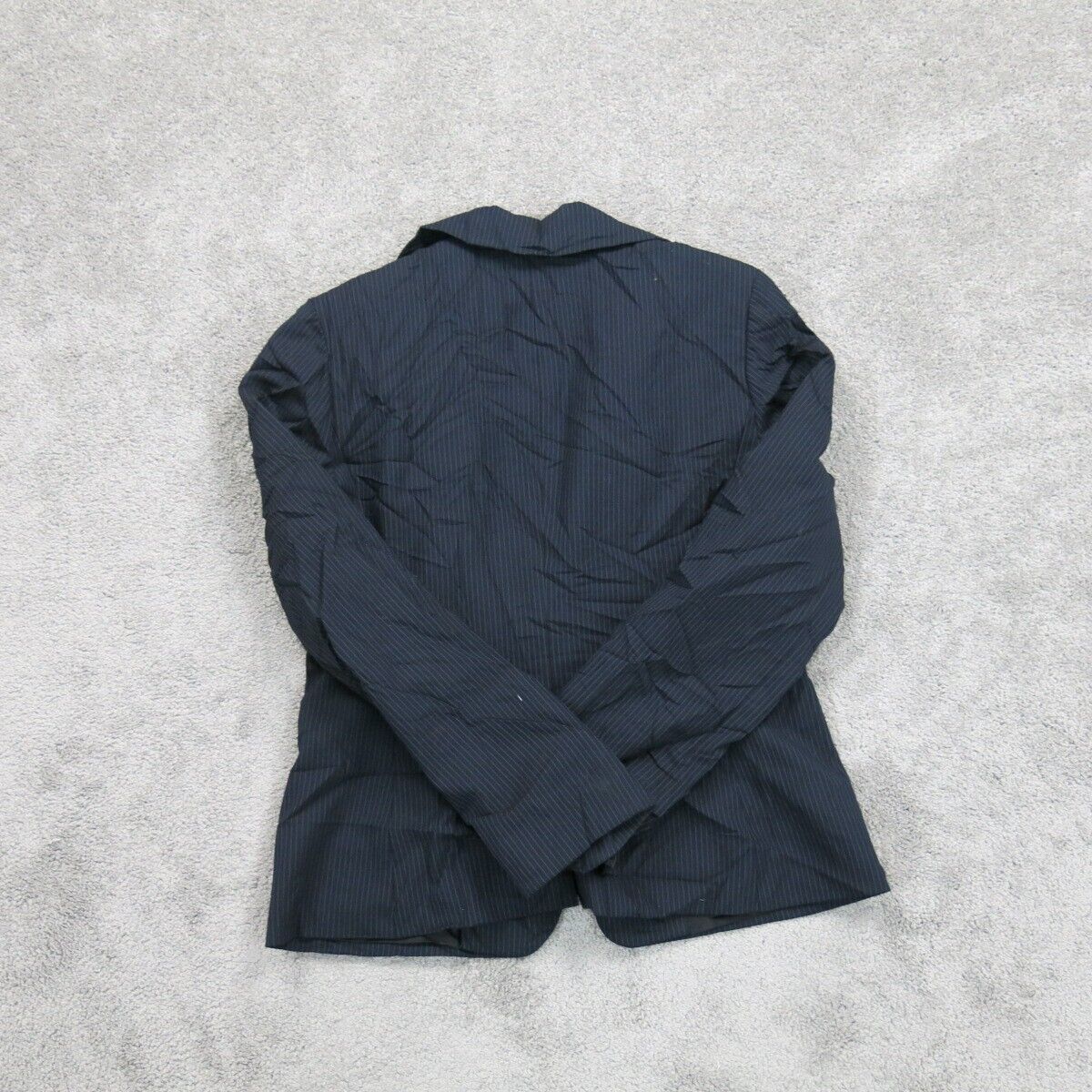 Ann Taylor Womens Blazer Coat Striped Single Breasted Long Sleeves Blue Size 4