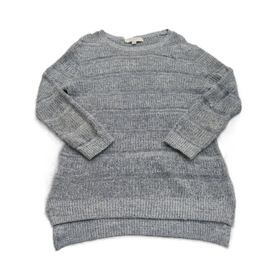 Loft Women Knitted Sweater Long Sleeve Round Neck Hi Low Heather Gray Size Small