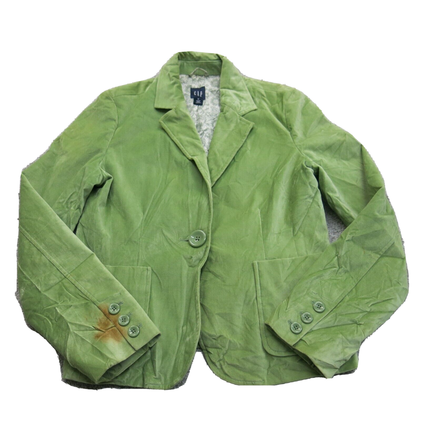 Gap Womens Blazer Coat Single Breasted Long Sleeves Pockets Green Size 12