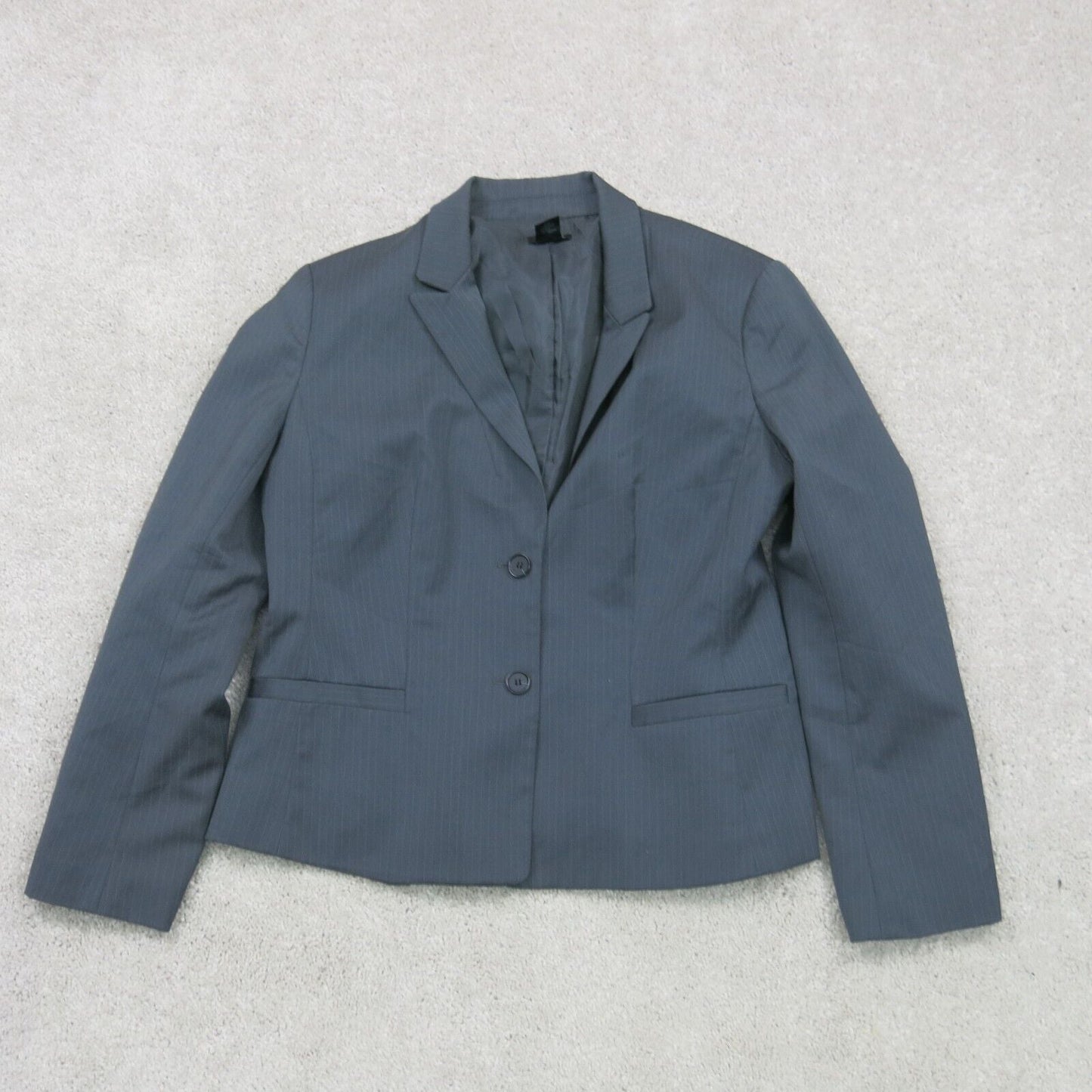 Ann Taylor Womens Blazer Coat Single Breasted Long Sleeves Pocket Black Size 12