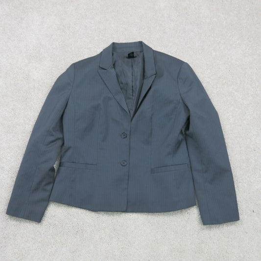 Ann Taylor Womens Blazer Coat Single Breasted Long Sleeves Pocket Black Size 12