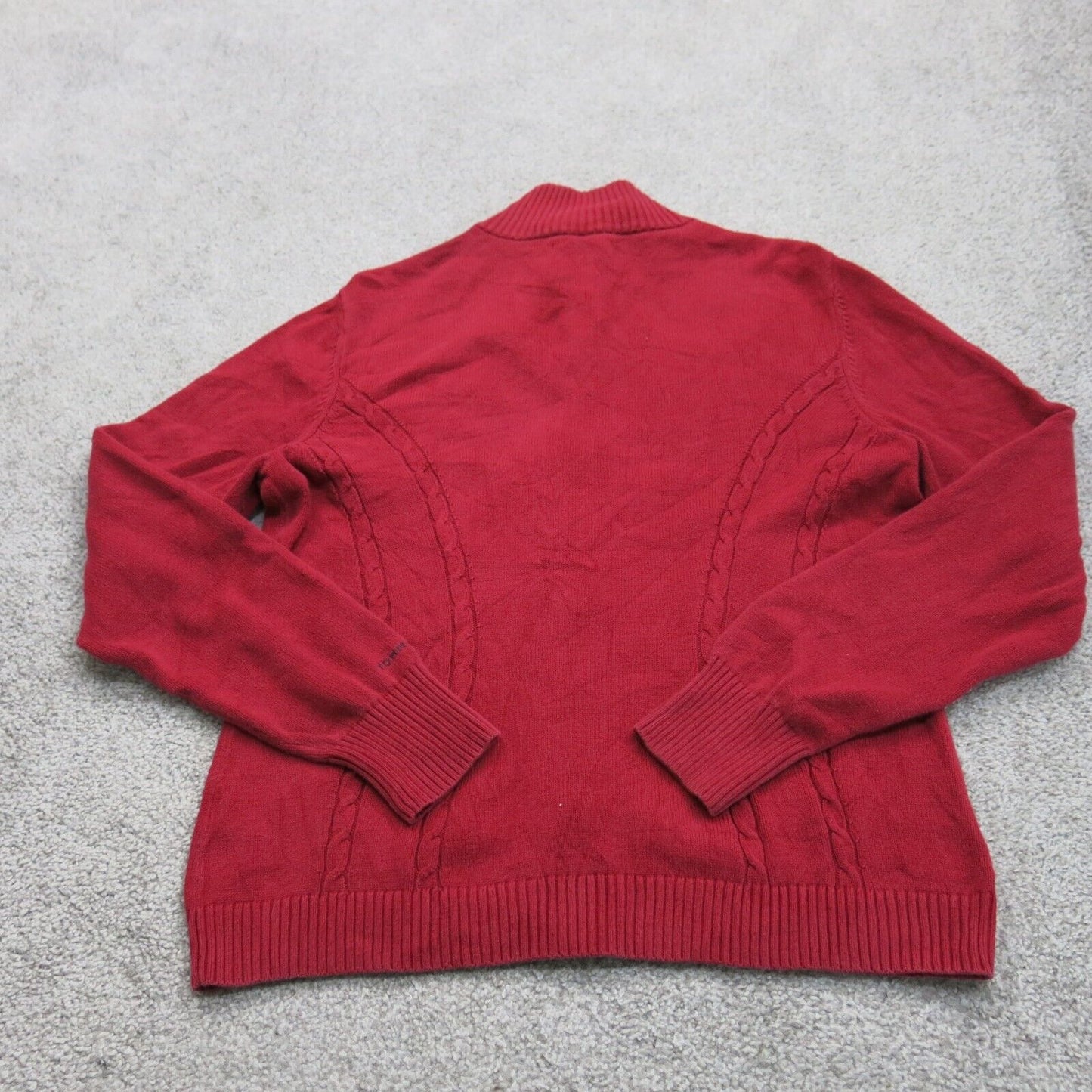 Tommy Hilfiger Womens Sweater Knitted Full Zip Long Sleeve Mock Neck Red SZ L/G