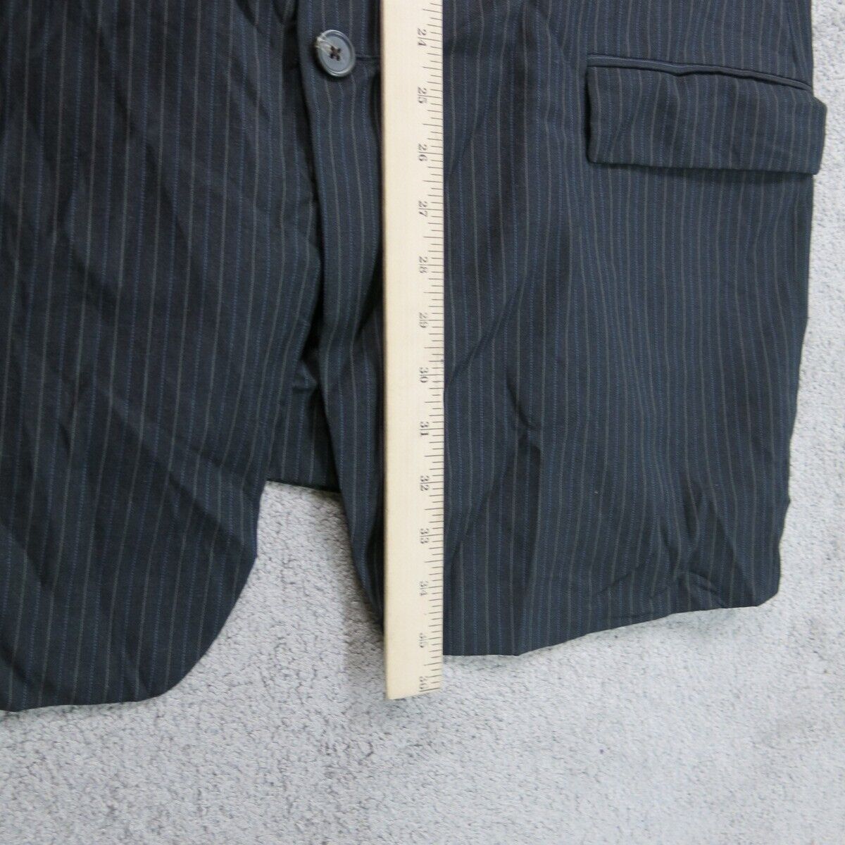 Vintage Mens Blazer Coat Striped Single Breasted Long Sleeve Black Size 50XL