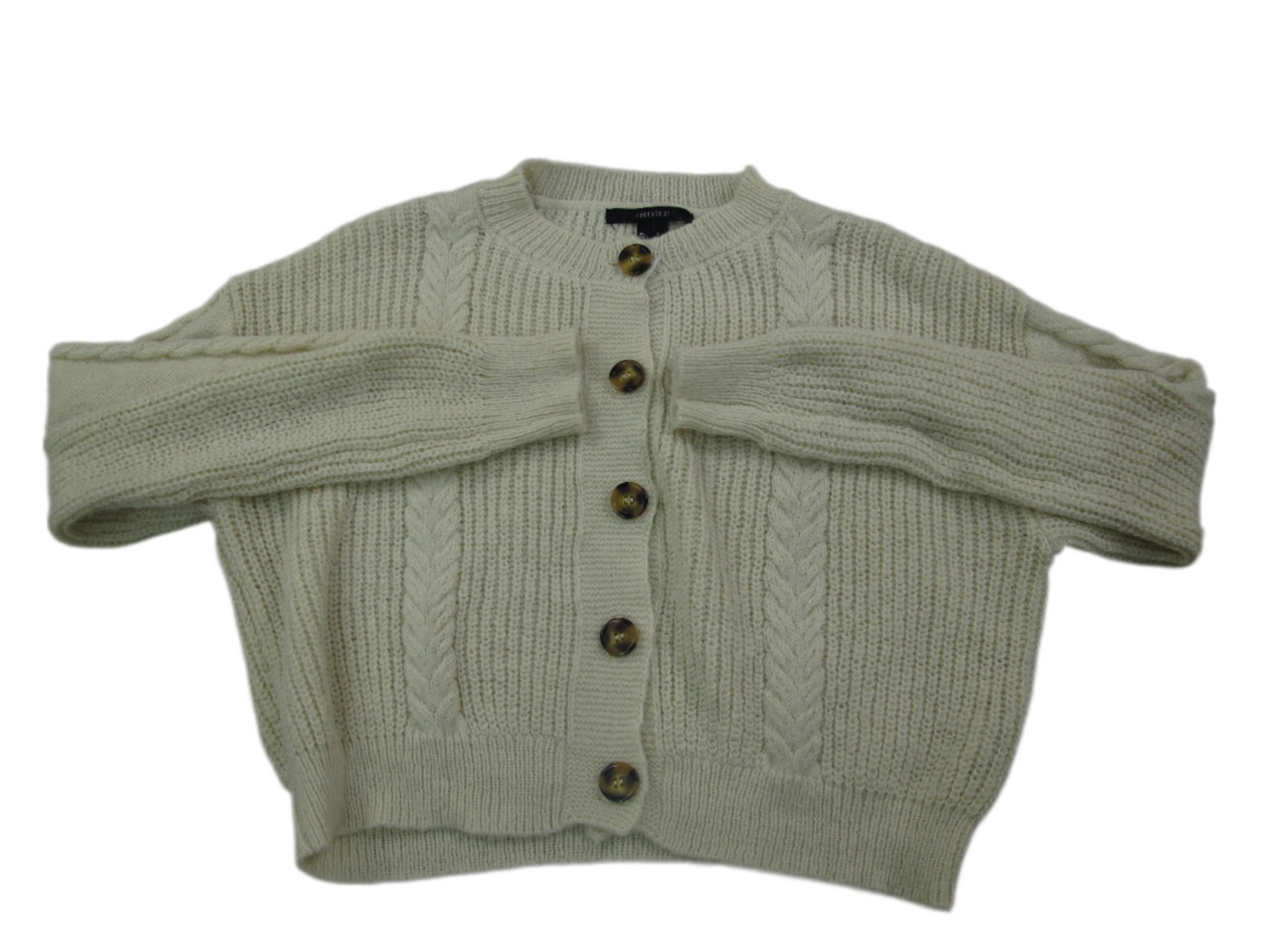 Forever 21 Womens Crop Cardigan Sweater Long Sleeves Knitted Aqua Green Size S