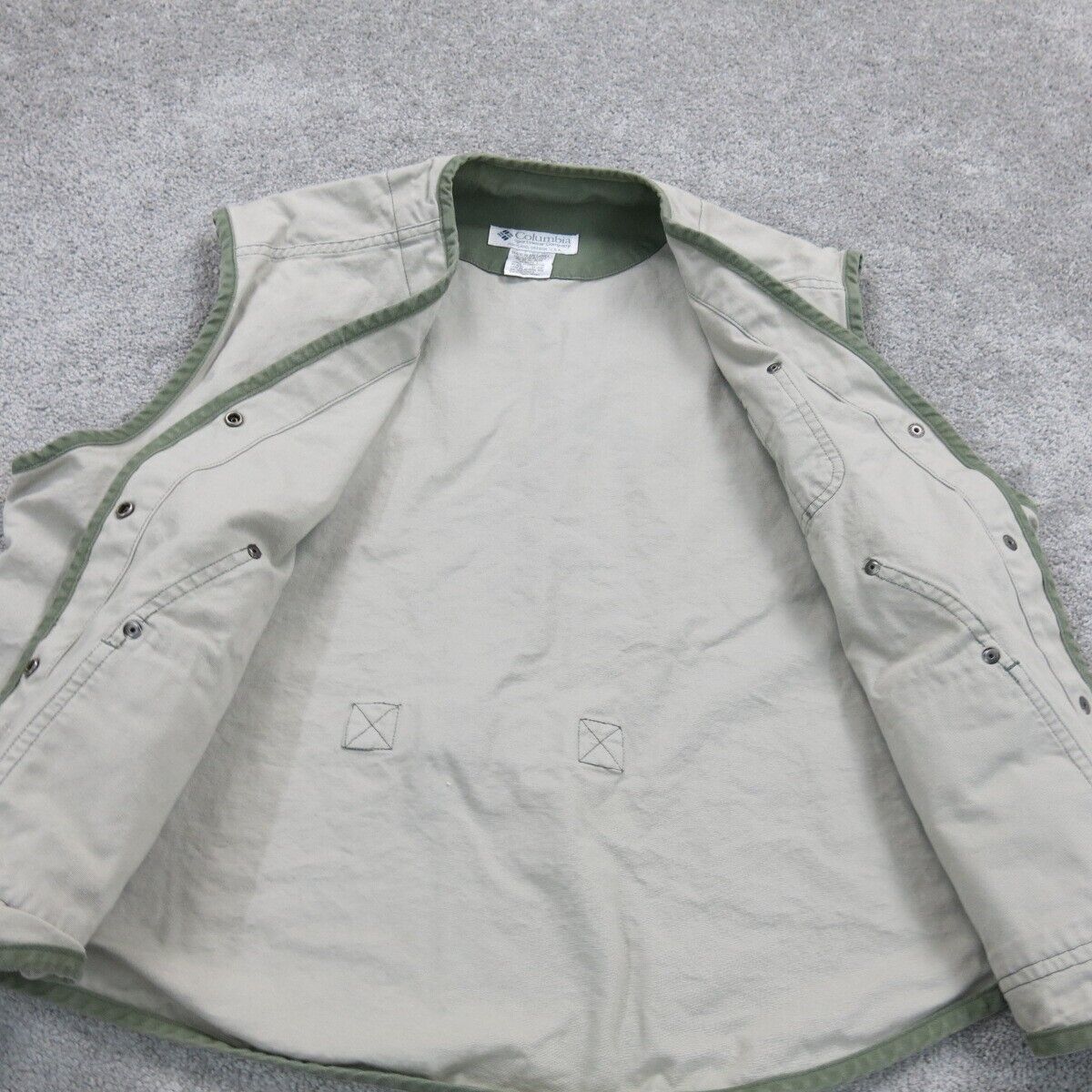 Columbia Womens Vest Jacket Sleeveless Pockets 100% Cotton Beige Size Small