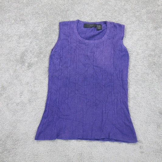 Express Women Vest Sweater Knitted Stretch Crew Neck Sleeveless Purple Size M