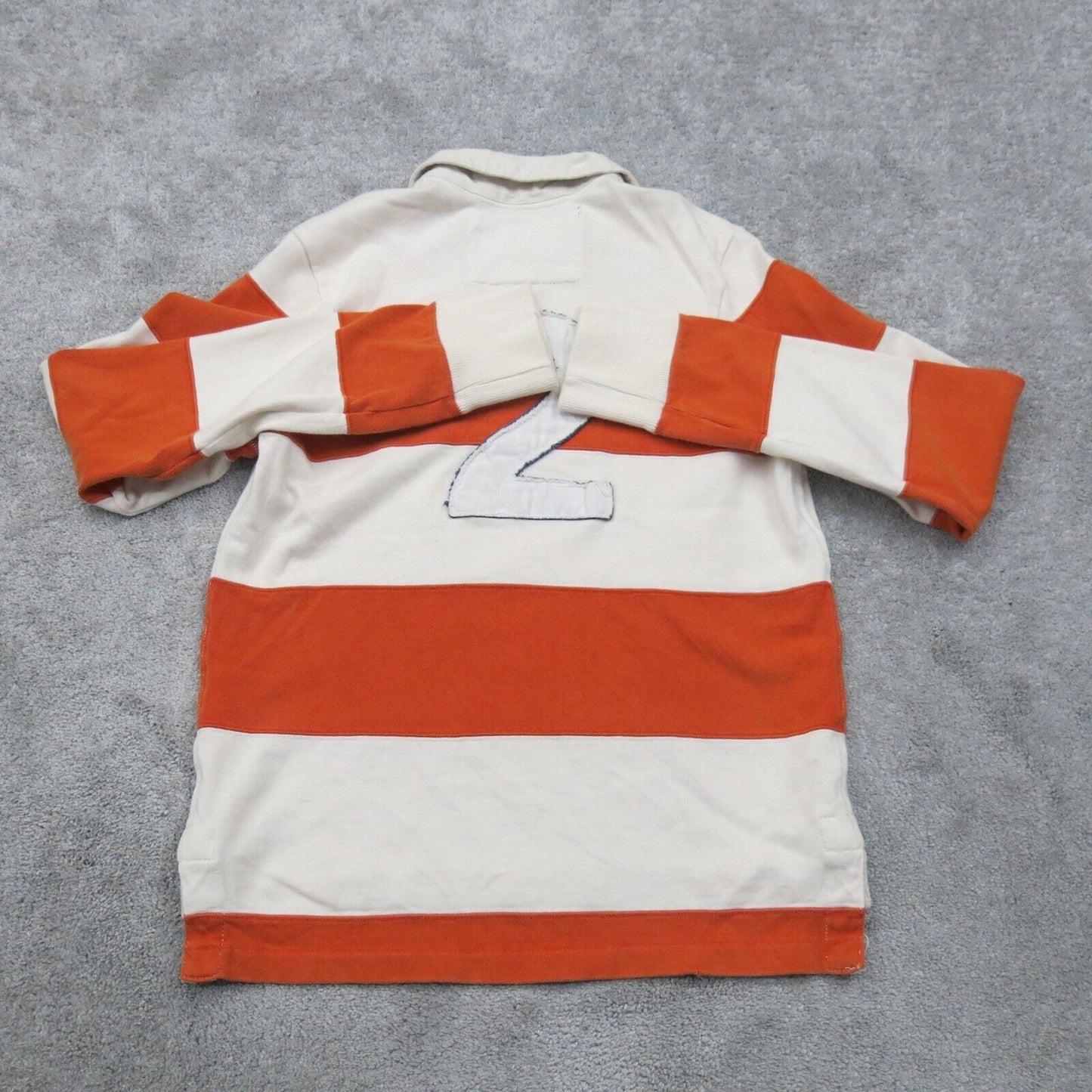 Abercrombie & Fitch Mens Polo Shirt Long Sleeve High Low Orange White Size Small
