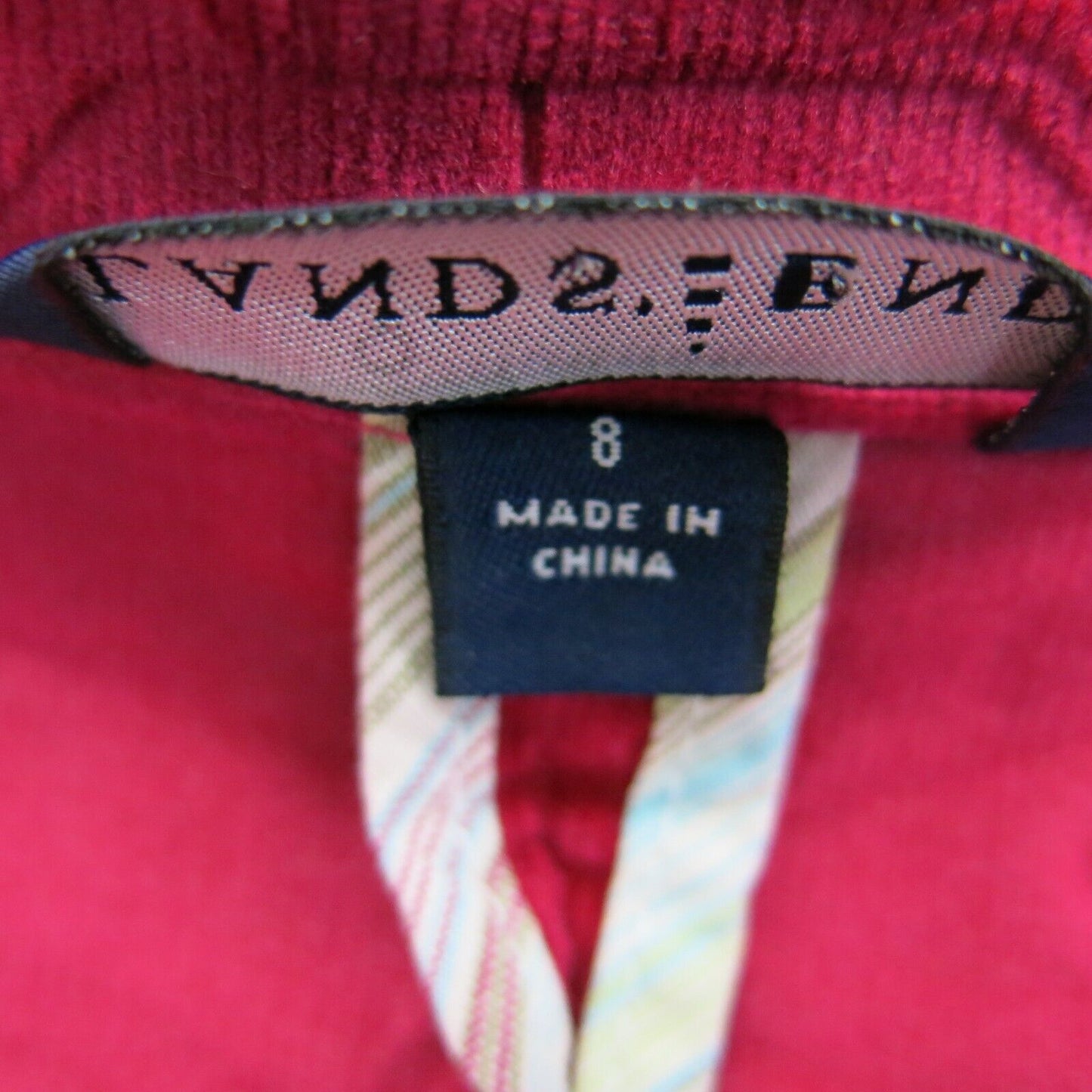 Lands End Womens Blazer Coat Single Breasted Pockets Solid Red Size 8