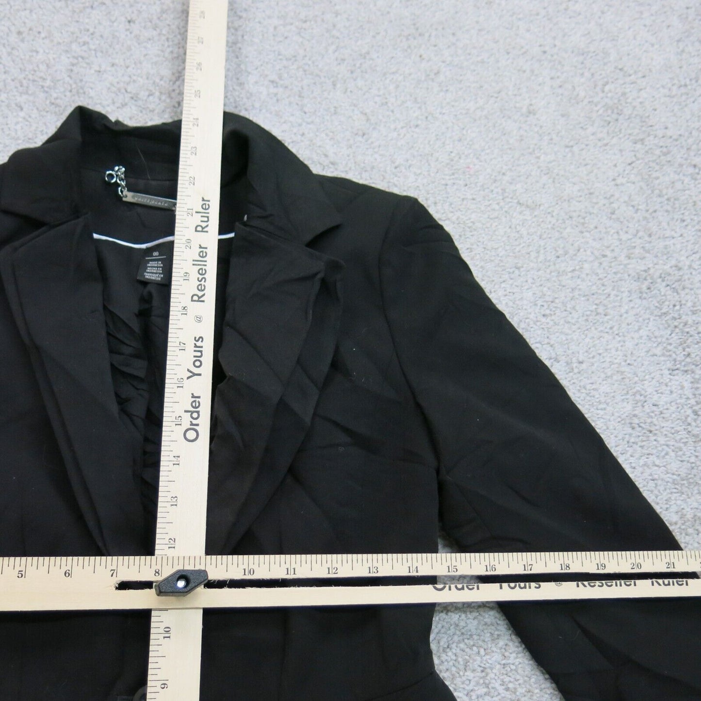 Vintage Womens Blazer Coat Single Breasted Long Sleeve Solid Black Size 00