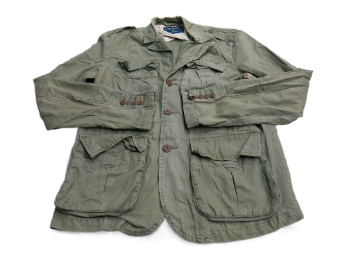 American Eagle Womens Cargo Jacket Three Button Long Sleeve Pockets Green Size M