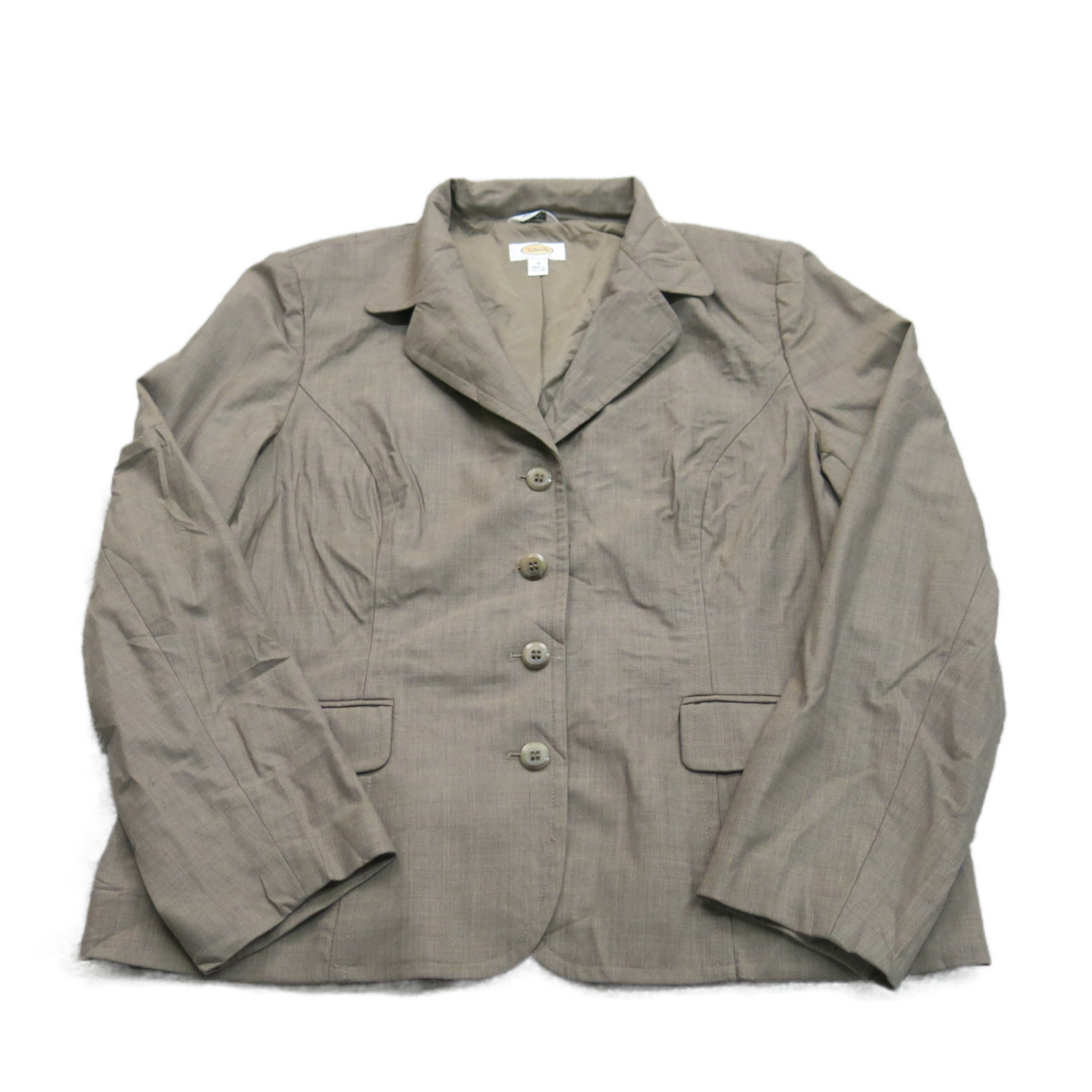 Talbots Womens Blazer Coat Jacket Single Breasted Pockets Dark Khaki Size 18