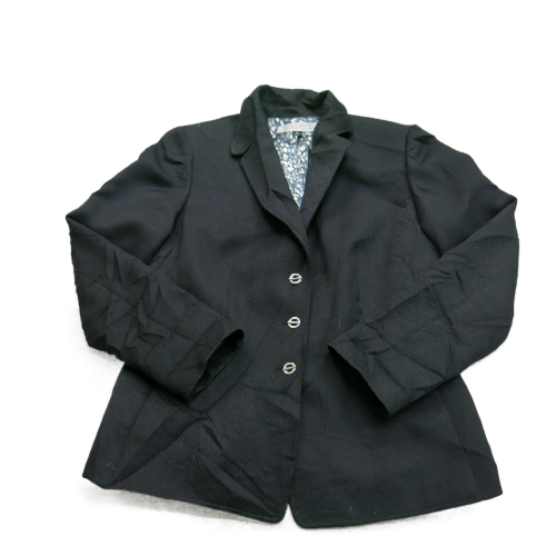 Tahari Womens Single Breasted Blazer Coat Long Sleeves Pockets Black Size 8