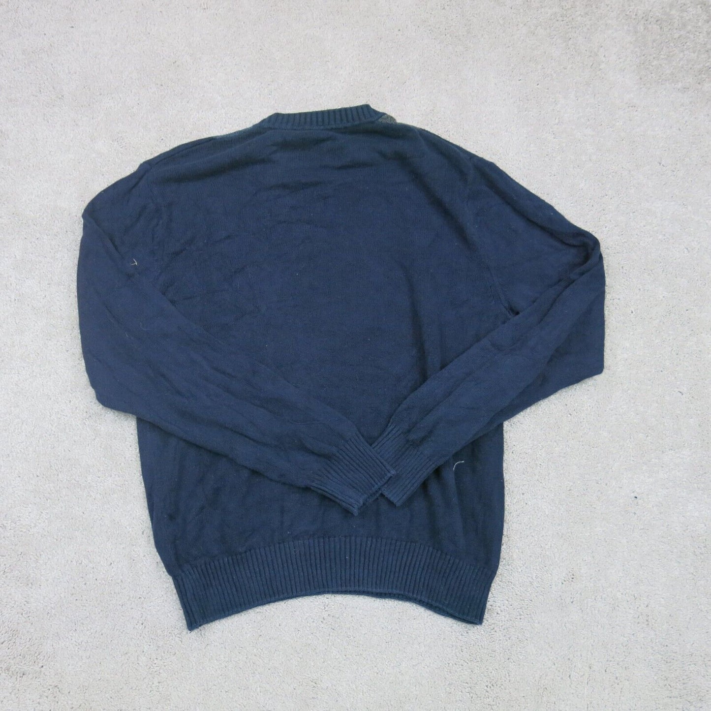 Dockers Men Pullover Argyle Sweater Long Sleeves Knitted Navy Blue Size Large
