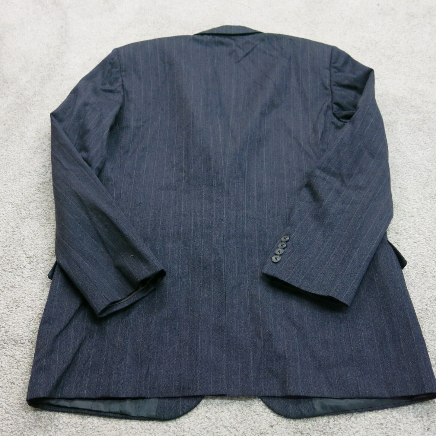 Vintage Mens Blazer Coat Single Breasted Striped Pockets Blue Size 44 Reg