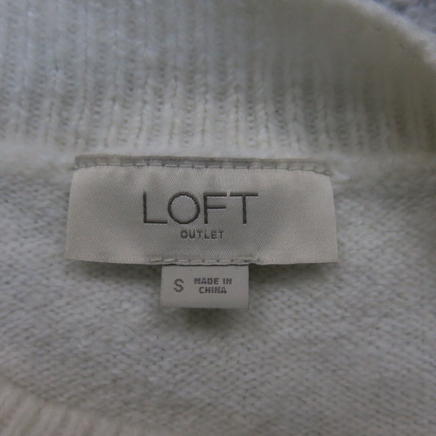 Loft Womens Knitted Sweater Long Sleeve Crew Neck Side Slit White Size Small