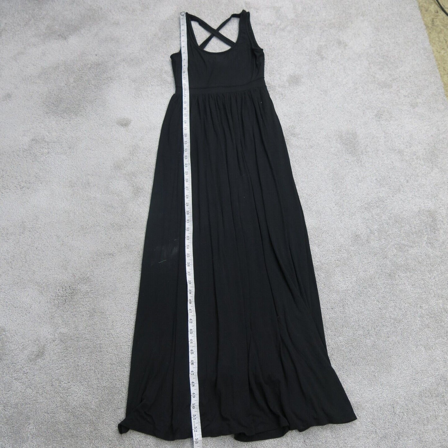 Maeve Womens Pleated A Line Maxi Dress Cross Strap Sleeveless Black SZ XX Small