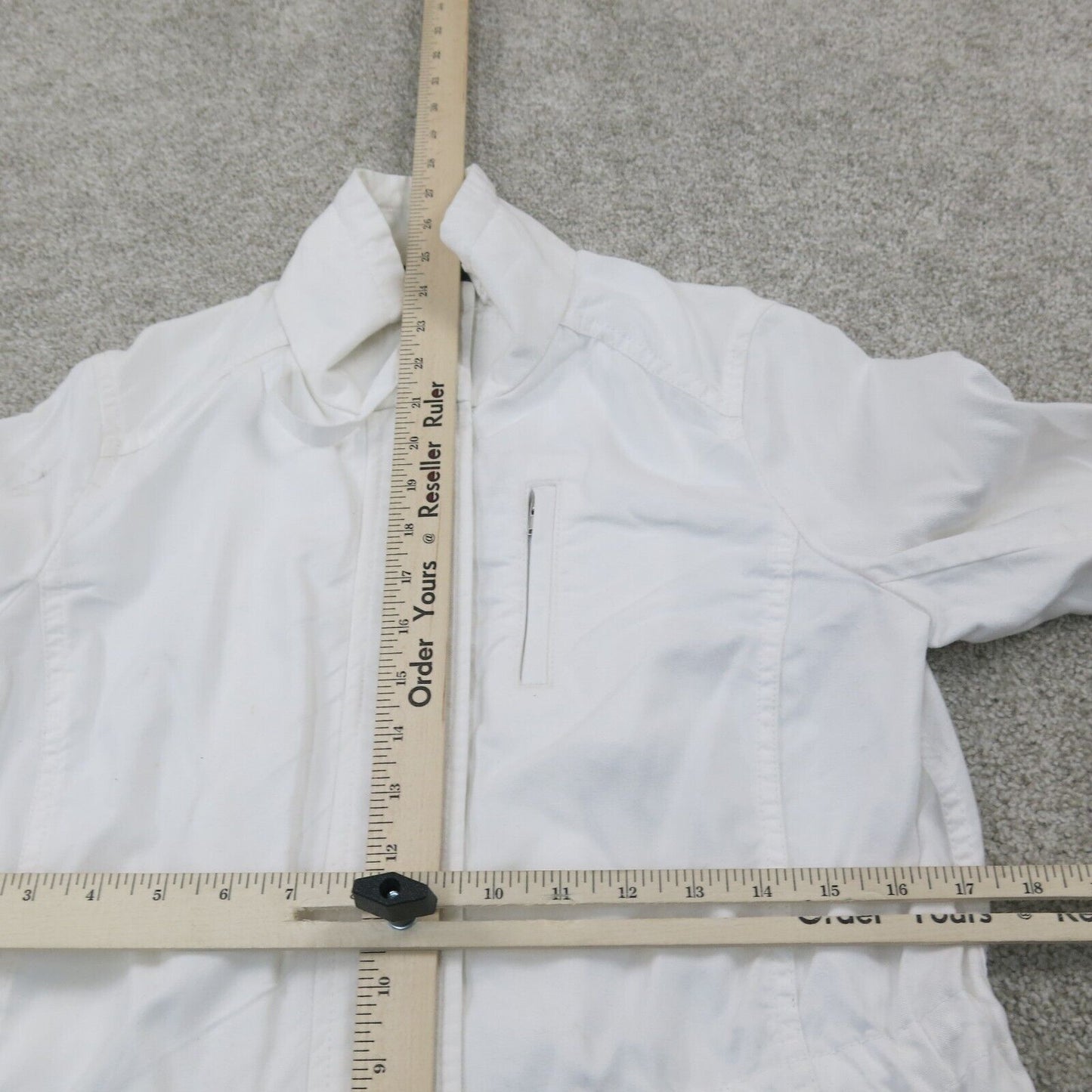 Talbots Womens Blouson Jacket Long Sleeves Mock Neck Pockets White Size Medium
