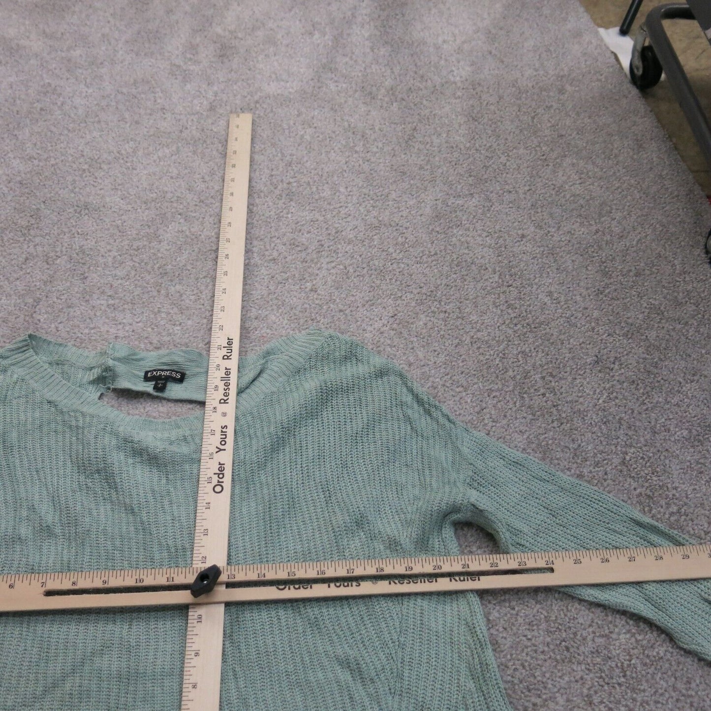 Express Womens Knitted Sweater Long Sleeves Boat Neck Light Teal Blue Size Small
