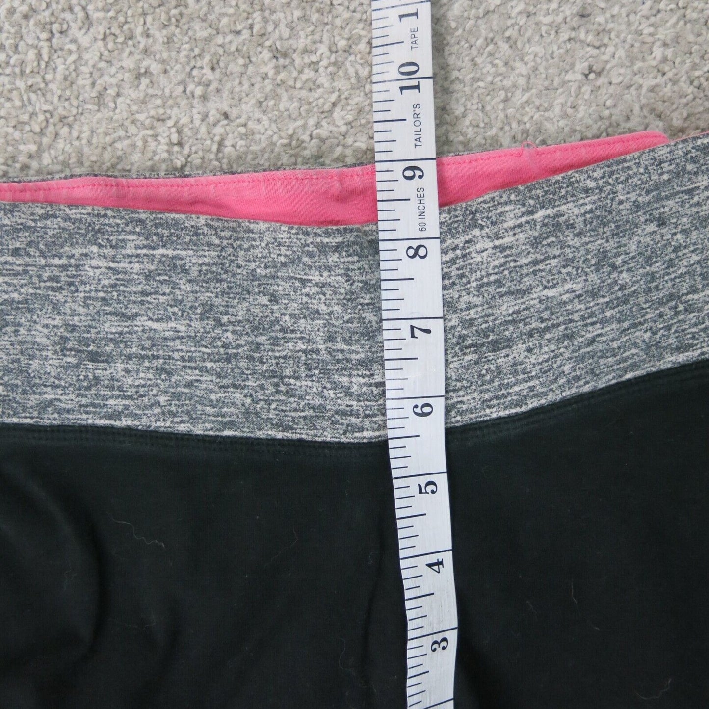 Pink Victoria Women Yoga Capri Legging Low Rise Elastic Waist Black Size X Small