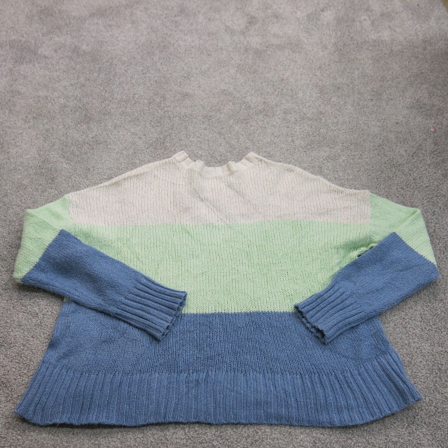 American Eagle Womens Pullover Sweater Crew Neck Long Sleeve Colorblock Size M