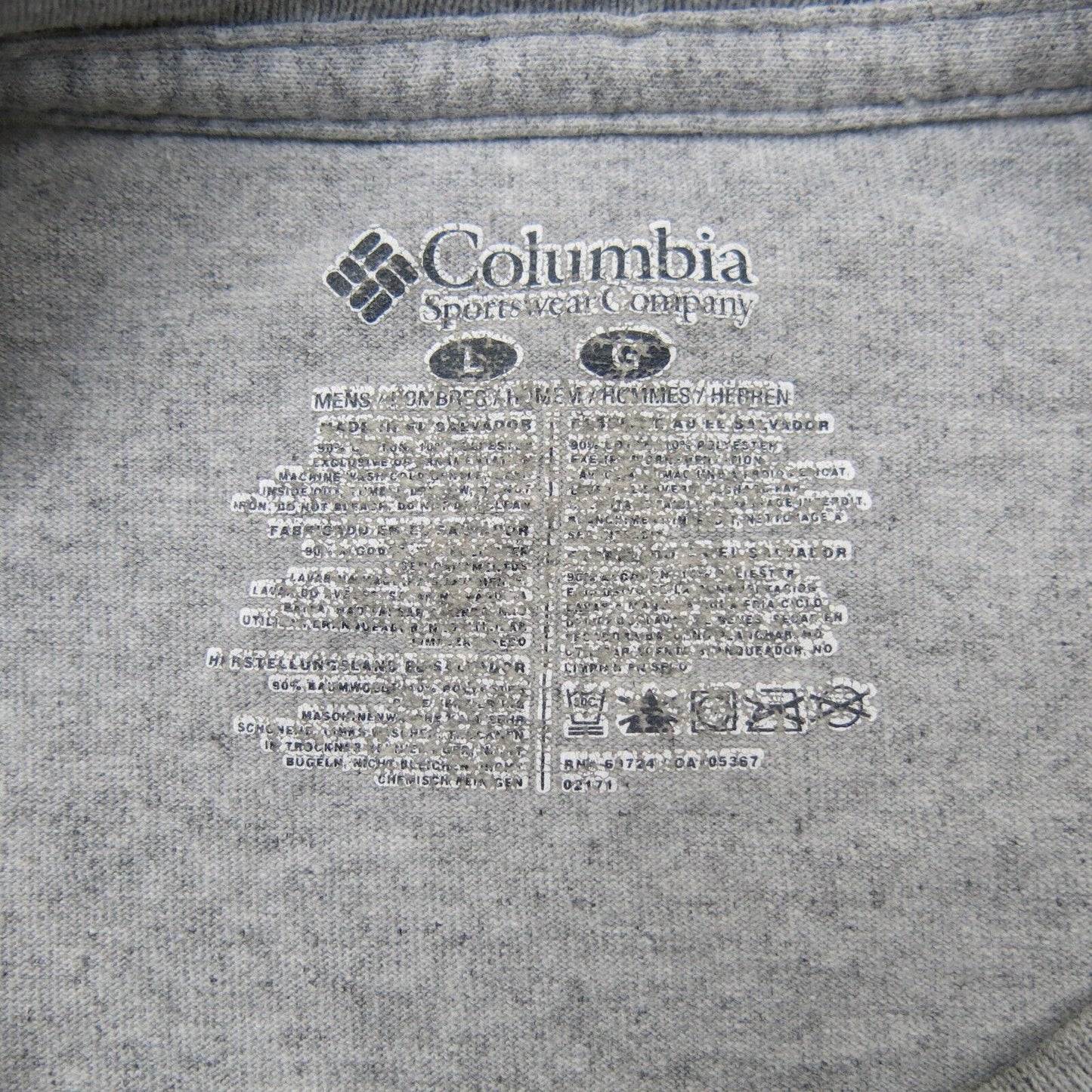 Columbia PFG Mens Crew Neck T Shirt Short Sleeves Cotton Heather Gray Size Large