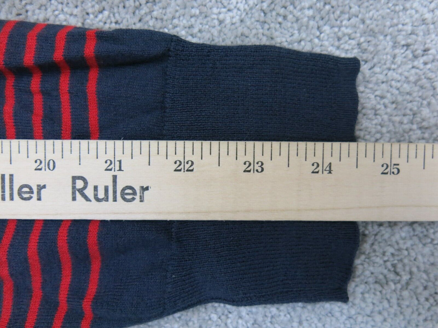 J.Crew Mens Sweater Crew Neck Striped  Pullover Long Sleeves Red Blue Size Large