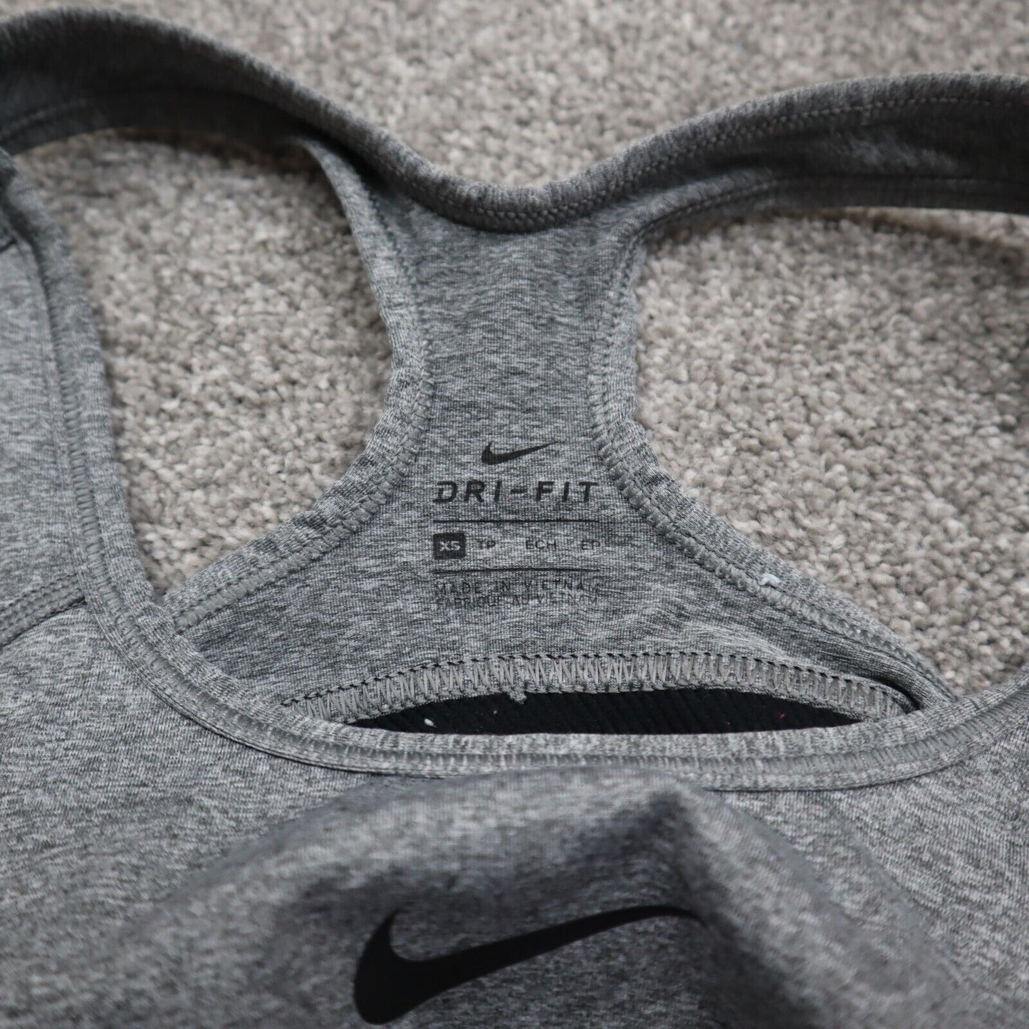 Nike  Sports Bra Womens Size XS Gray Black Solid Racerback Dri-Fit Compression