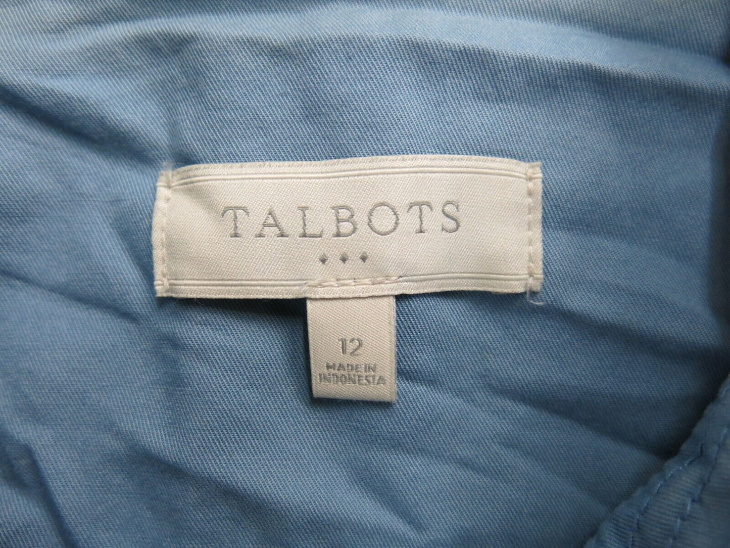 Talbots Womens Trench Coat Jacket Button Up Long Sleeve Pockets Blue Size 12