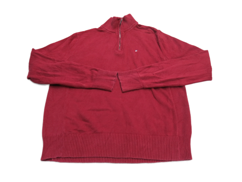 Tommy Hilfiger Mens Pullover Sweater Mock Neck Long Sleeves Red Size Medium