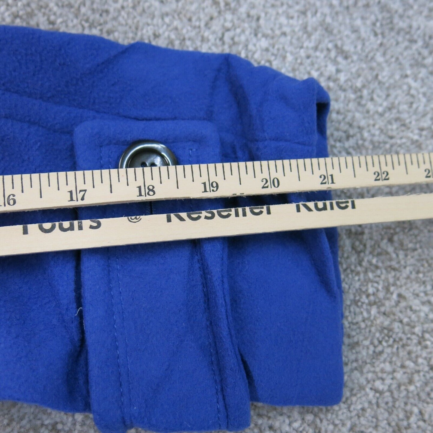 Lands End Womens Trench Coat Front Button Long Sleeves Pockets Blue Size 18W