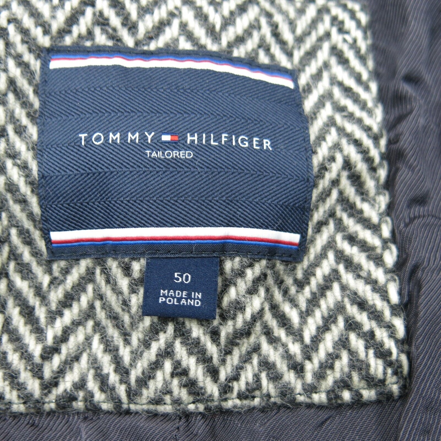 Tommy Hilfiger Mens Coat Long Sleeves Front Button Pockets Tweed Gray Size 50