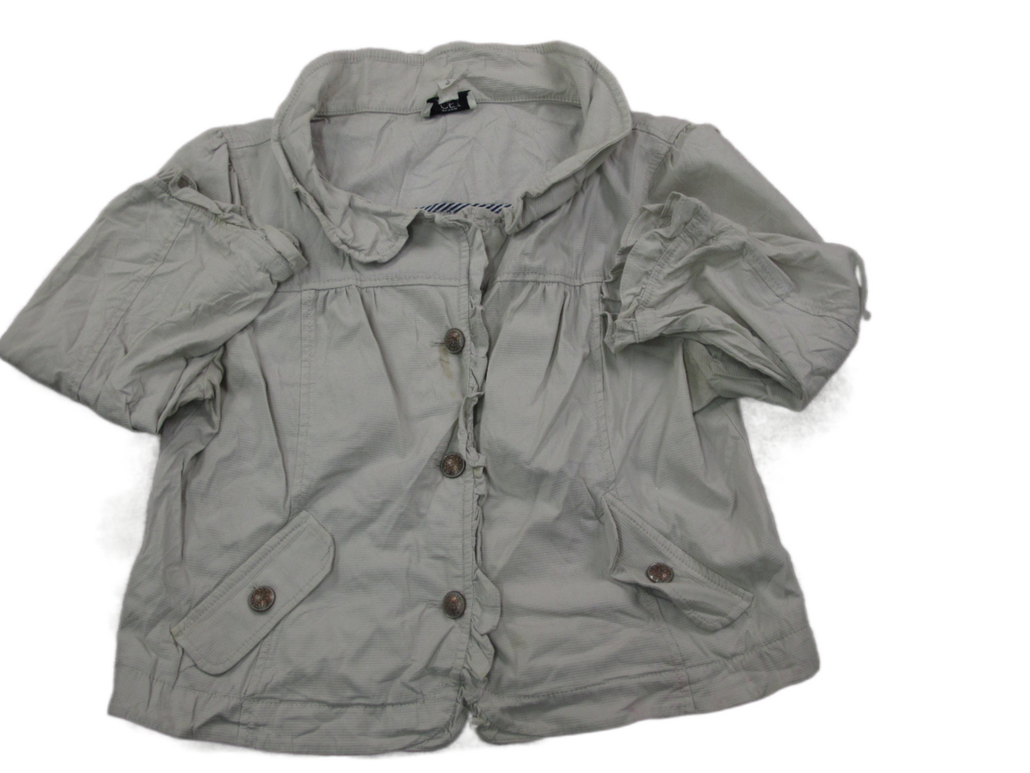 Ann Taylor Loft Womens Blouse Top Bell Sleeves Front Button Off White Size Large
