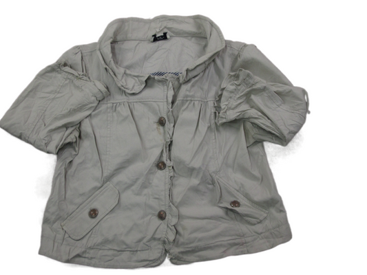 Ann Taylor Loft Womens Blouse Top Bell Sleeves Front Button Off White Size Large