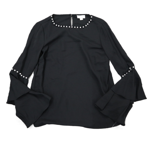 Tahari Womens Blouse Top Pullover Flared Sleeves Round Neck Black Size X Small