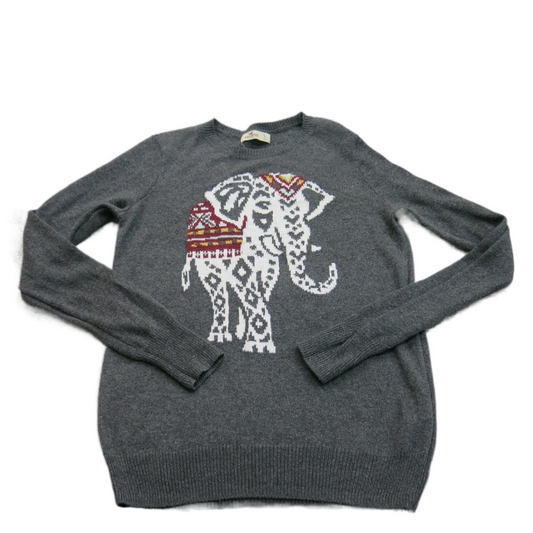 Hollister Womens Knitted Sweater Long Sleeve Elephant Print Black Size Small