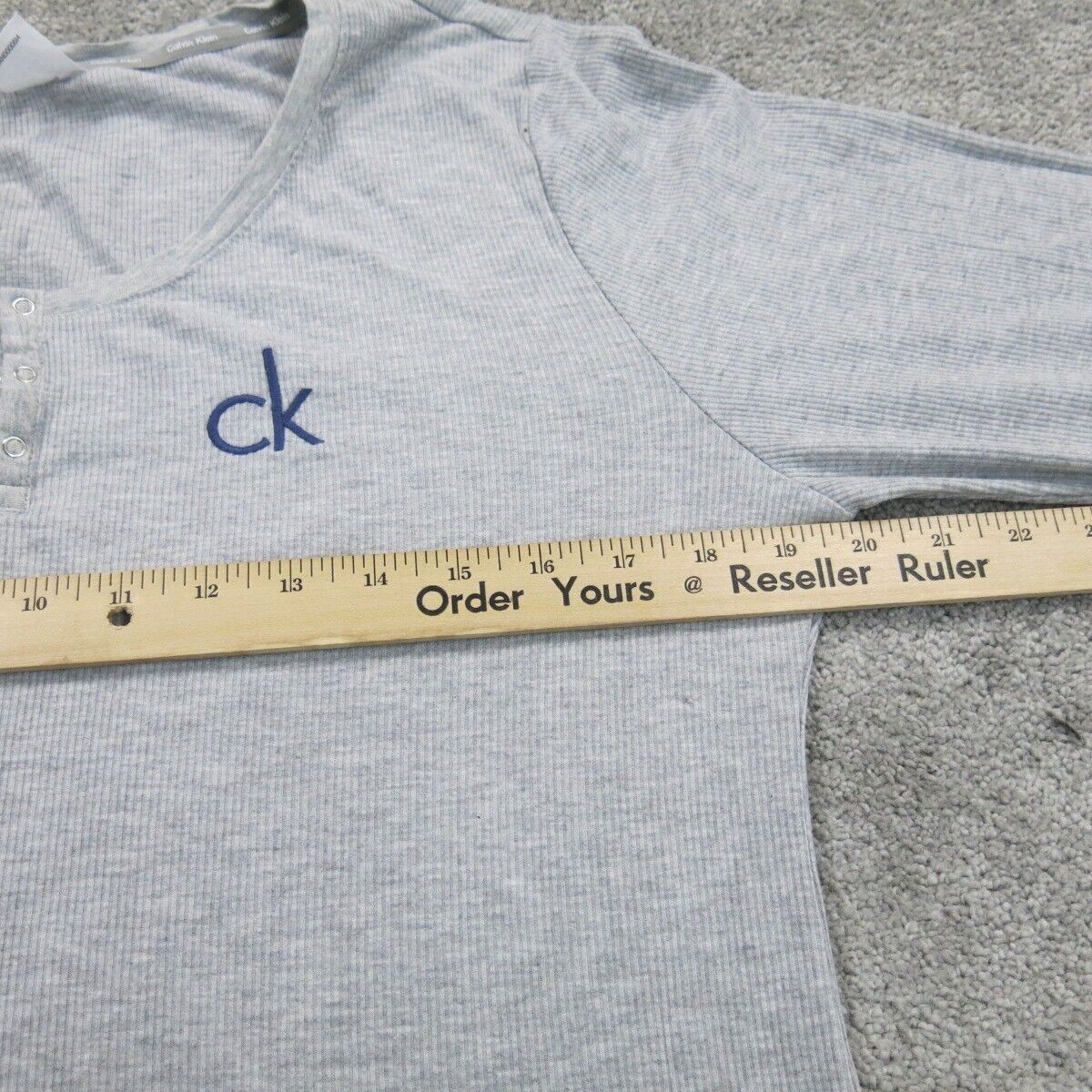 Calvin Klein Womens Henley Sweater Long Sleeves Round Neck Light Gray SZ X Large