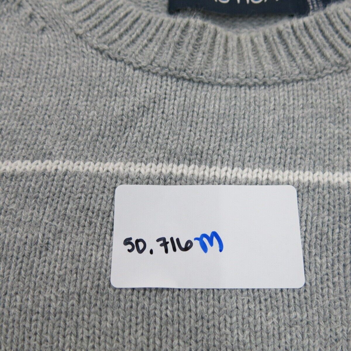 Nautica Mens Striped Pullover Sweater Long Sleeve 100% Cotton Gray Size Medium